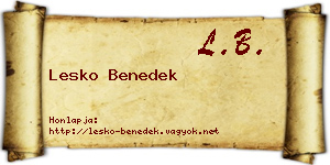 Lesko Benedek névjegykártya